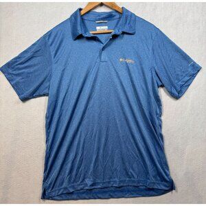Columbia PFG Terminal Tackle Heather Polo Shirt Blue FM9581 Omni-Shade Men's M